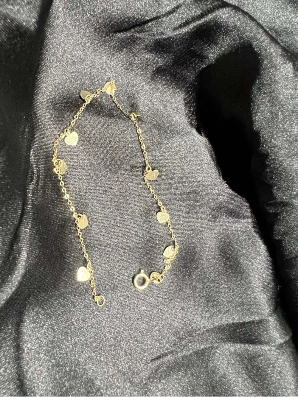 14k yellow gold heart charm bracelet